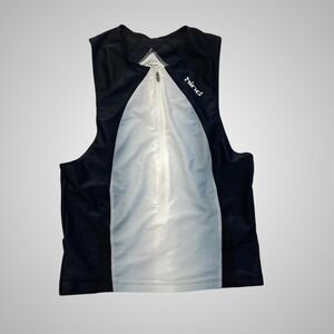 Hind Lava Singlet Mens XL Black White NEW DryLete Zip Running Cycling Tank Top